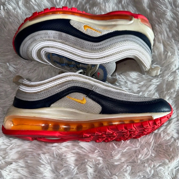 Nike Air Max 97 Platinum Pink Navy Orange Women’s Size 7.0- 921733-015 - Picture 1 of 12